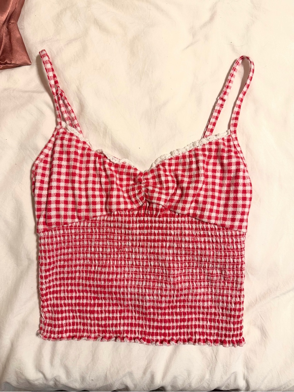 Red Gingham Smocked Cami Top